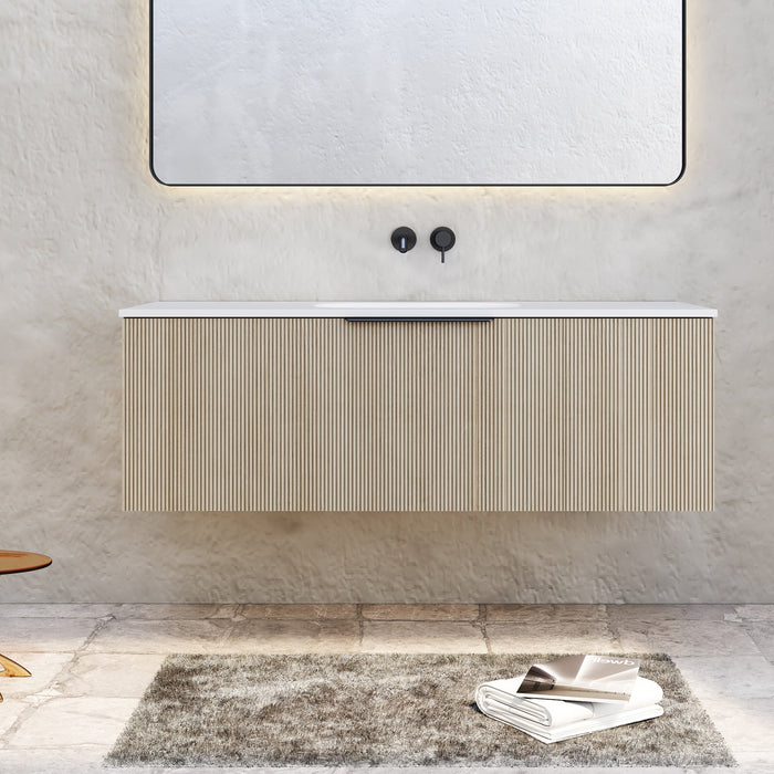 Milano Sicily V-Groove Wall Hung Vanity - Ideal Bathroom CentreSI1200WO1TH1200mmWashed Oak1 Tap Hole