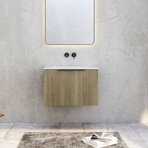 Milano Sicily V-Groove Wall Hung Vanity - Ideal Bathroom CentreSI600BR1TP600mmBright Walnut1 Tap Hole
