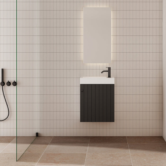 Milano Vee Groove 460mm Small Space Vanity - Ideal Bathroom CentreVG4625WHR-MBMatte BlackWall HungRight Hand Hinge