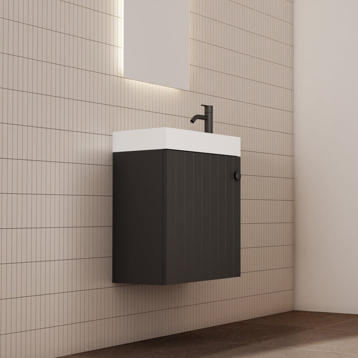 Milano Vee Groove 460mm Small Space Vanity - Ideal Bathroom CentreVG4625WHL-MBMatte BlackWall HungLeft Hand Hinge