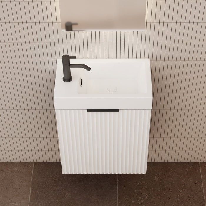 Milano Wave Flute 460mm Small Space Vanity-Matte White - Ideal Bathroom CentreWAVE4625WHR-MWWall HungRight Hand Hinge