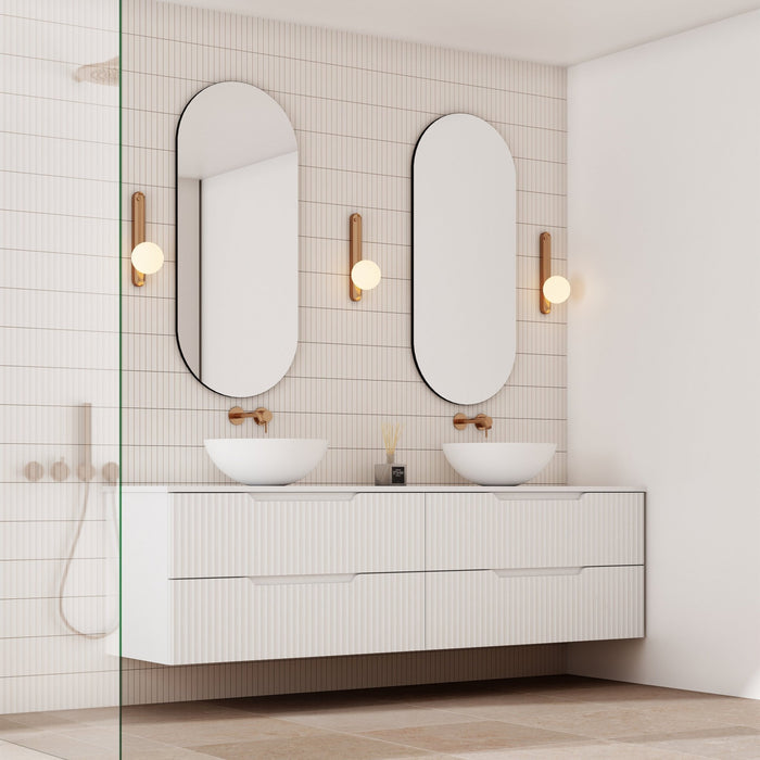 Milano Wave Flute Wall Hung Vanity Matte White - Ideal Bathroom CentreWAVE1500WHMW1500mmDouble Bowl