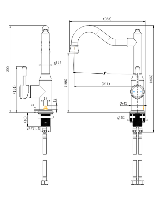 Montpellier Sink Mixer - Ideal Bathroom CentreMON004-1BNBrushed Nickel