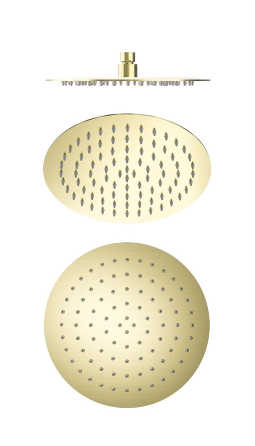 NERO 250MM ROUND STAINLESS STEEL SHOWER HEAD 4 STAR RATING BRUSHED GOLD - Ideal Bathroom CentreNR507036BG