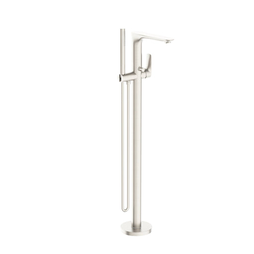 NERO BIANCA FREESTANDING BATH MIXER WITH HAND SHOWER BRUSHED NICKEL - Ideal Bathroom CentreNR321503aBN