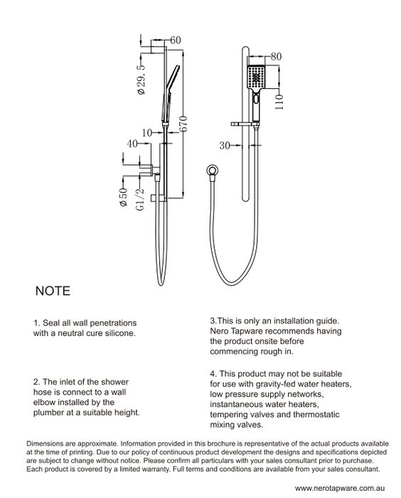 NERO BIANCA SHOWER RAIL GUN METAL - Ideal Bathroom CentreNR30803GM
