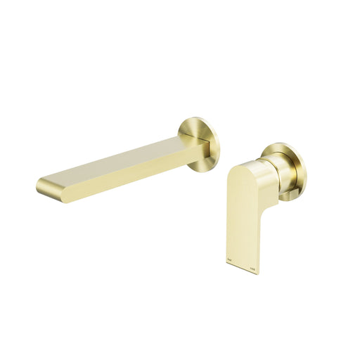 NERO BIANCA WALL BASIN/BATH MIXER SEPARATE BACK PLATE 230MM BRUSHED GOLD - Ideal Bathroom CentreNR321510FBG