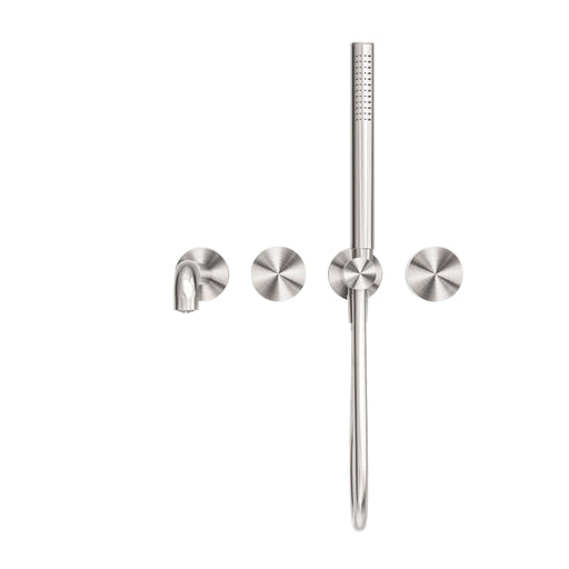NERO KARA PROGRESSIVE SHOWER SYSTEM SEPARATE PLATE WITH SPOUT 250MM BRUSHED NICKEL - Ideal Bathroom CentreNR271903b250BN