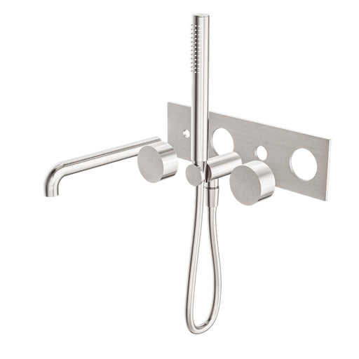 NERO KARA PROGRESSIVE SHOWER SYSTEM WITH SPOUT 230MM TRIM KITS ONLY BRUSHED NICKEL - Ideal Bathroom CentreNR271903a230tBN