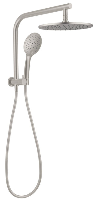 NERO MECCA 2 IN 1 TWIN SHOWER BRUSHED NICKEL - Ideal Bathroom CentreNR250805bBN