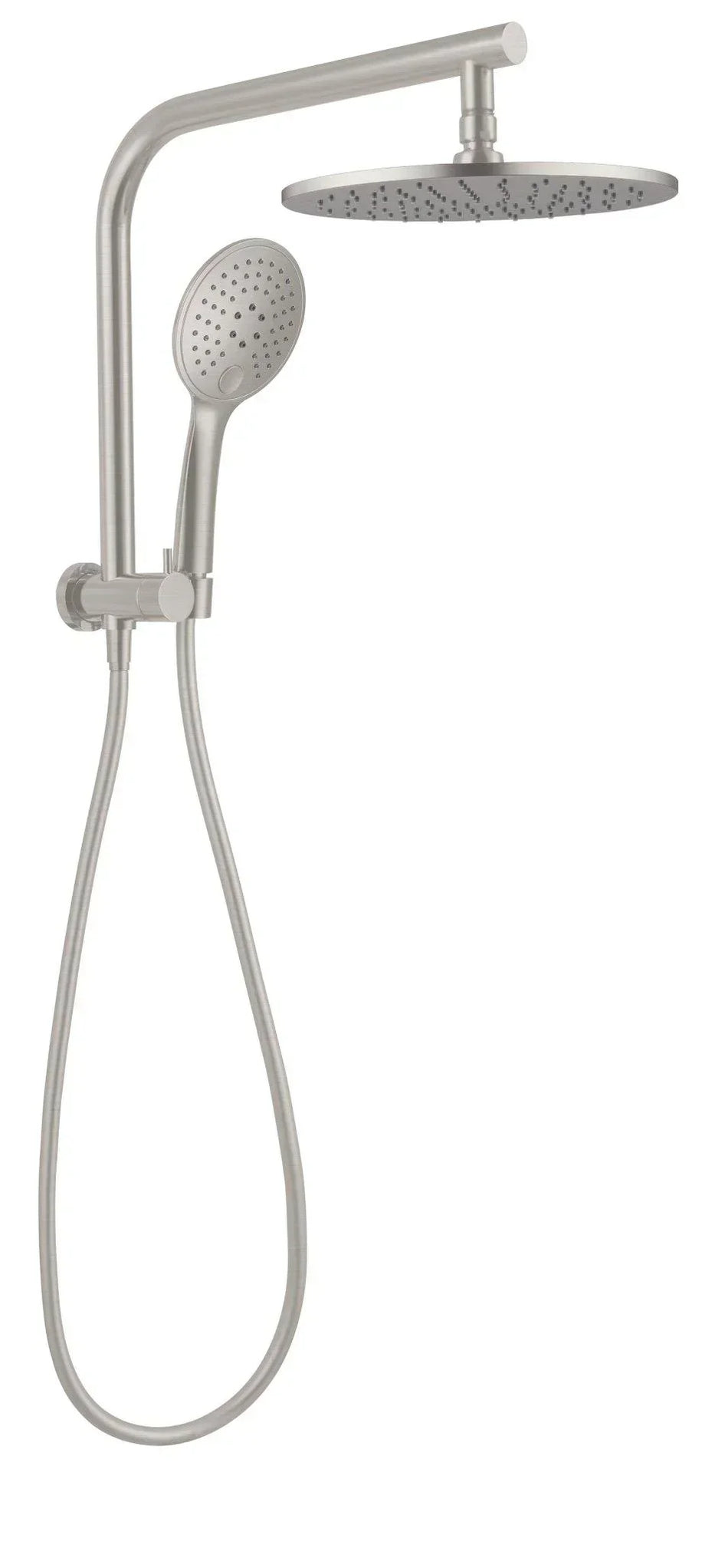 NERO MECCA 2 IN 1 TWIN SHOWER BRUSHED NICKEL — Ideal Bathroom Centre