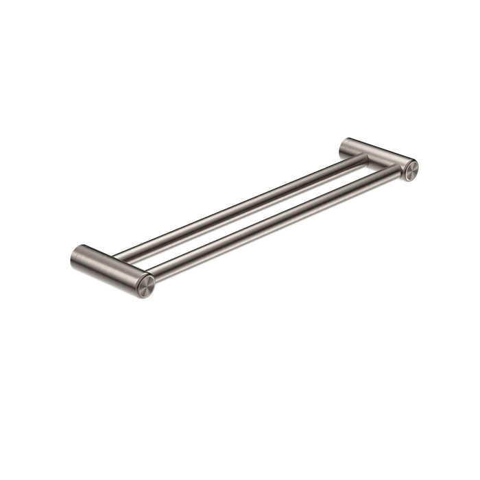 NERO MECCA CARE 25MM DOUBLE TOWEL GRAB RAIL 600MM BRUSHED NICKEL - Ideal Bathroom CentreNRCR2524DBN