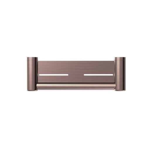 NERO MECCA CARE 25MM GRAB RAIL WITH SHELF 300MM BRUSHED BRONZE - Ideal Bathroom CentreNRCR2512CBZ