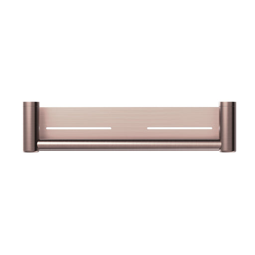 NERO MECCA CARE 25MM GRAB RAIL WITH SHELF 450MM BRUSHED BRONZE - Ideal Bathroom CentreNRCR2518CBZ