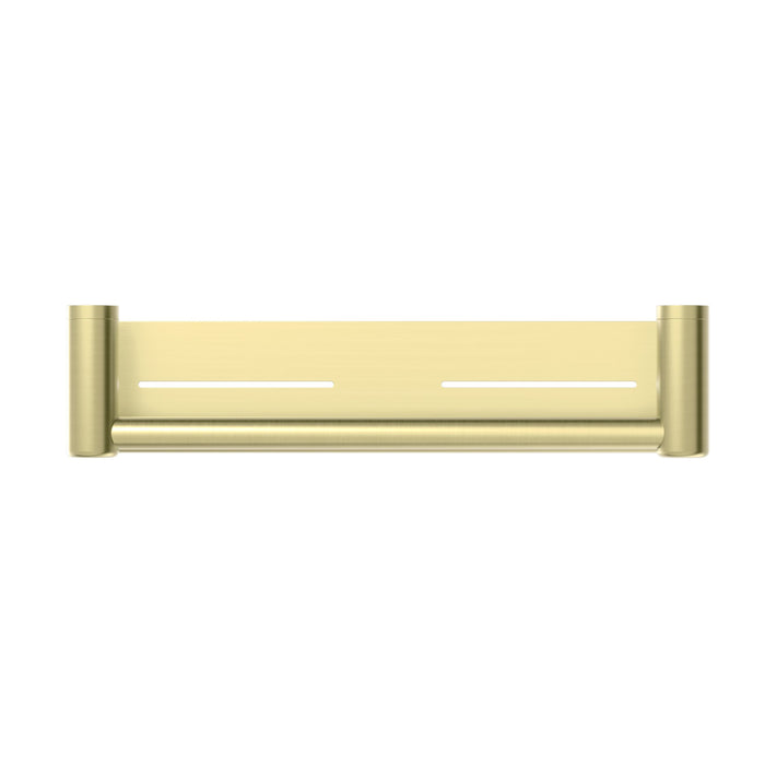 NERO MECCA CARE 25MM GRAB RAIL WITH SHELF 450MM BRUSHED GOLD - Ideal Bathroom CentreNRCR2518CBG