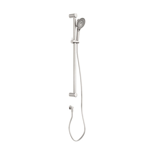 NERO MECCA CARE 32MM GRAB RAIL AND ADJUSTABLE SHOWER RAIL SET 900MM BRUSHED NICKEL - Ideal Bathroom CentreNRCS005BN