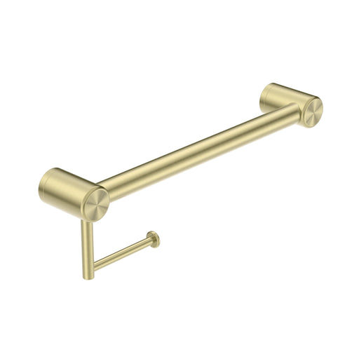 NERO MECCA CARE 32MM GRAB RAIL WITH TOILET ROLL HOLDER 450MM BRUSHED GOLD - Ideal Bathroom CentreNRCR3218ABG