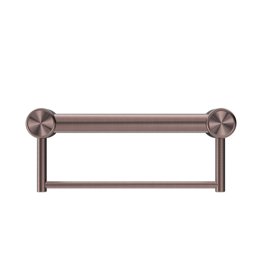 NERO MECCA CARE 32MM GRAB RAIL WITH TOWEL HOLDER 300MM BRUSHED BRONZE - Ideal Bathroom CentreNRCR3212BBZ