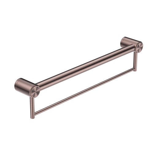 NERO MECCA CARE 32MM GRAB RAIL WITH TOWEL HOLDER 600MM BRUSHED BRONZE - Ideal Bathroom CentreNRCR3224BBZ