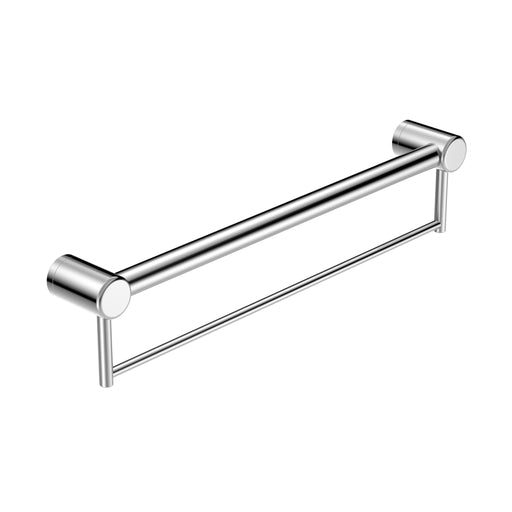 NERO MECCA CARE 32MM GRAB RAIL WITH TOWEL HOLDER 600MM CHROME - Ideal Bathroom CentreNRCR3224BCH