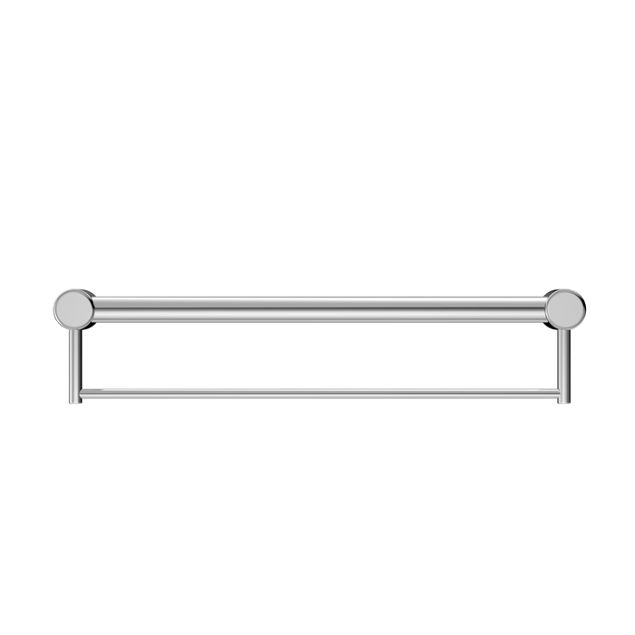 NERO MECCA CARE 32MM GRAB RAIL WITH TOWEL HOLDER 600MM CHROME - Ideal Bathroom CentreNRCR3224BCH