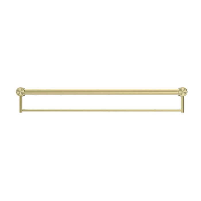 NERO MECCA CARE 32MM GRAB RAIL WITH TOWEL HOLDER 900MM BRUSHED GOLD - Ideal Bathroom CentreNRCR3230BBG