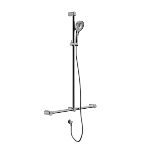 NERO MECCA CARE 32MM T BAR GRAB RAIL AND ADJUSTABLE SHOWER SET 1100X750MM CHROME - Ideal Bathroom CentreNRCS006CH