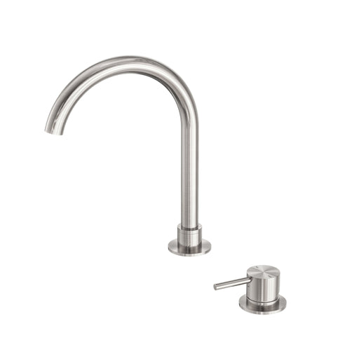 NERO MECCA HOB BASIN MIXER ROUND SWIVEL SPOUT BRUSHED NICKEL - Ideal Bathroom CentreNR221901bBN