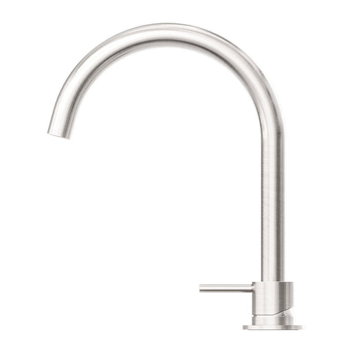 NERO MECCA HOB BASIN MIXER ROUND SWIVEL SPOUT BRUSHED NICKEL - Ideal Bathroom CentreNR221901bBN
