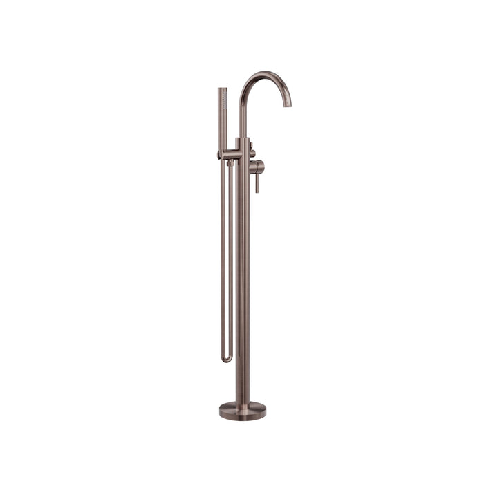 NERO MECCA ROUND FREESTANDING MIXER WITH HAND SHOWER BRUSHED BRONZE - Ideal Bathroom CentreNR210903aBZ