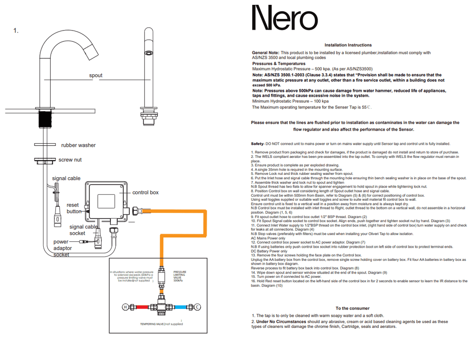 NERO MECCA SENSOR TAP MATTE BLACK - Ideal Bathroom CentreNR402MB