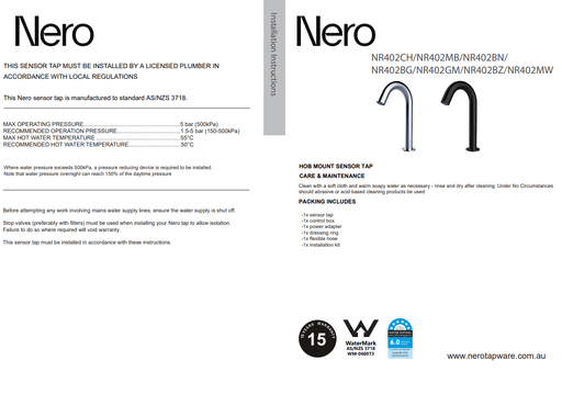 NERO MECCA SENSOR TAP MATTE WHITE - Ideal Bathroom CentreNR402MW