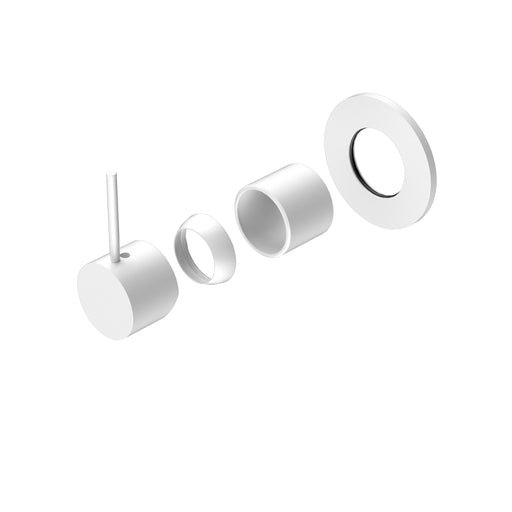 NERO MECCA SHOWER MIXER HANDLE UP 80MM PLATE TRIM KITS ONLY MATTE WHITE - Ideal Bathroom CentreNR221911BTMW