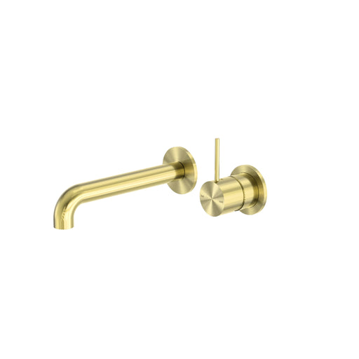 NERO MECCA WALL BASIN/BATH MIXER SEPARATE BACK PLATE HANDLE UP 120MM BRUSHED GOLD - Ideal Bathroom CentreNR221910D120BG
