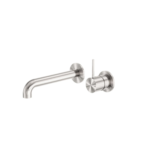 NERO MECCA WALL BASIN/BATH MIXER SEPARATE BACK PLATE HANDLE UP 120MM BRUSHED NICKEL - Ideal Bathroom CentreNR221910D120BN