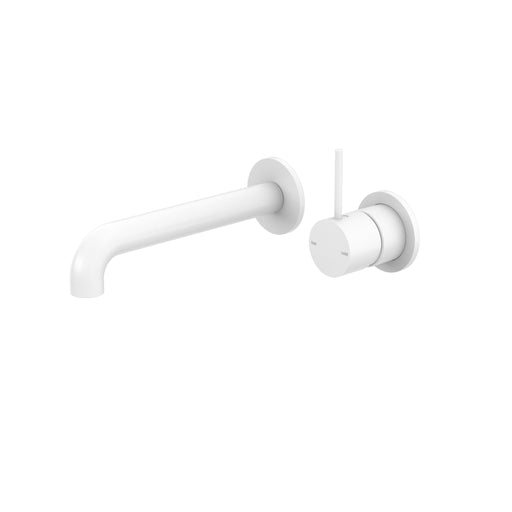 NERO MECCA WALL BASIN/BATH MIXER SEPARATE BACK PLATE HANDLE UP 120MM MATTE WHITE - Ideal Bathroom CentreNR221910D120MW