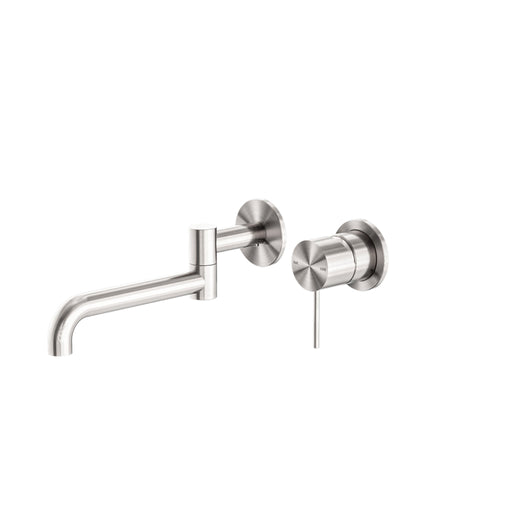 NERO MECCA WALL BASIN/BATH MIXER SWIVEL SPOUT 225MM BRUSHED NICKEL - Ideal Bathroom CentreNR221910RBN