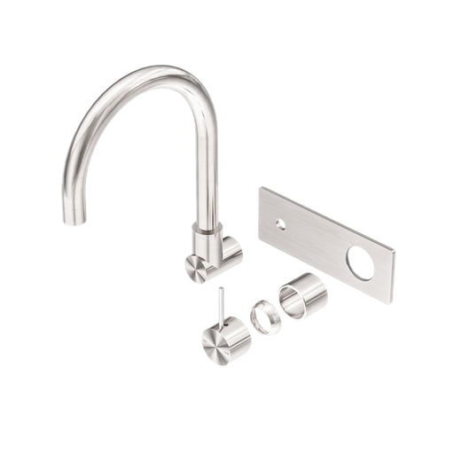 NERO MECCA WALL BASIN/BATH MIXER SWIVEL SPOUT HANDLE UP TRIM KITS ONLY BRUSHED NICKEL - Ideal Bathroom CentreNR221910PTBN