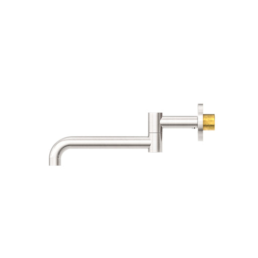 NERO MECCA WALL MOUNTED SWIVEL BASIN/BATH SPOUT ONLY 225MM BRUSHED NICKEL - Ideal Bathroom CentreNR221903GBN