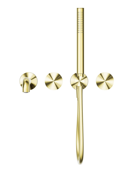 NERO OPAL PROGRESSIVE SHOWER SYSTEM SEPARATE PLATE WITH SPOUT 230MM BRUSHED GOLD - Ideal Bathroom CentreNR252003b230BG