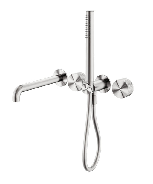 NERO OPAL PROGRESSIVE SHOWER SYSTEM SEPARATE PLATE WITH SPOUT 230MM BRUSHED NICKEL - Ideal Bathroom CentreNR252003b230BN