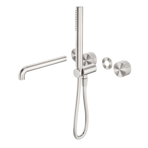 NERO OPAL PROGRESSIVE SHOWER SYSTEM SEPARATE PLATE WITH SPOUT 230MM TRIM KITS ONLY BRUSHED NICKEL - Ideal Bathroom CentreNR252003b230tBN