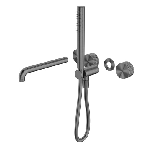 NERO OPAL PROGRESSIVE SHOWER SYSTEM SEPARATE PLATE WITH SPOUT 230MM TRIM KITS ONLY GRAPHITE - Ideal Bathroom CentreNR252003b230tGR