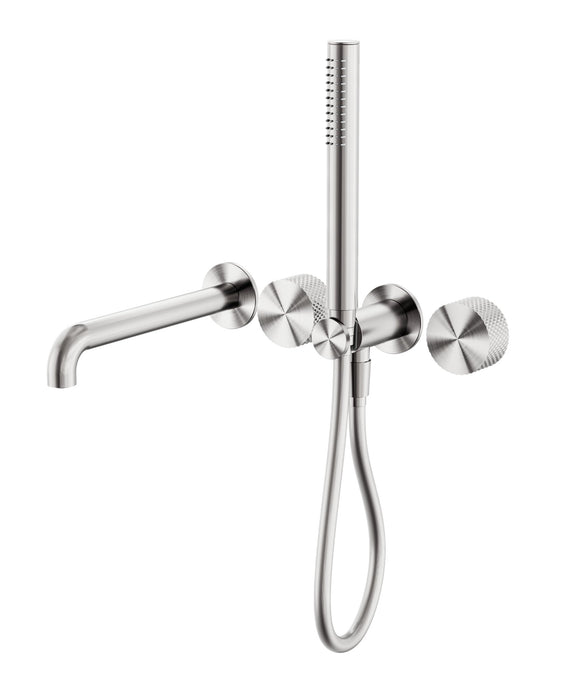 NERO OPAL PROGRESSIVE SHOWER SYSTEM SEPARATE PLATE WITH SPOUT 250MM BRUSHED NICKEL - Ideal Bathroom CentreNR252003b250BN