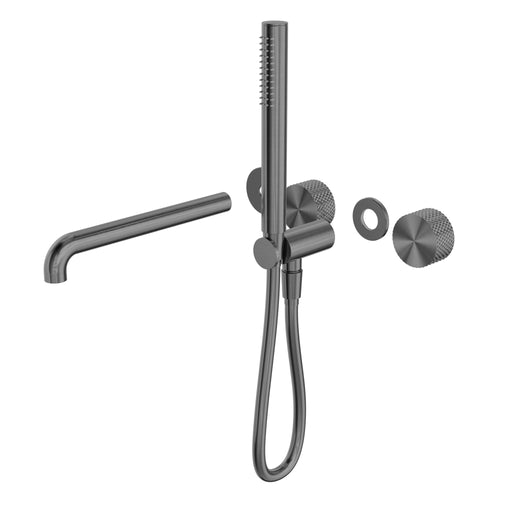 NERO OPAL PROGRESSIVE SHOWER SYSTEM SEPARATE PLATE WITH SPOUT 250MM TRIM KITS ONLY GRAPHITE - Ideal Bathroom CentreNR252003b250tGR