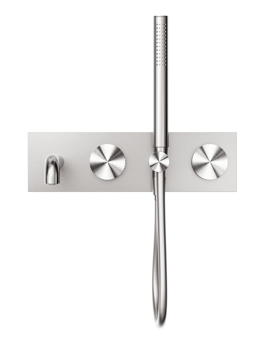 NERO OPAL PROGRESSIVE SHOWER SYSTEM WITH SPOUT 230MM BRUSHED NICKEL - Ideal Bathroom CentreNR252003a230BN