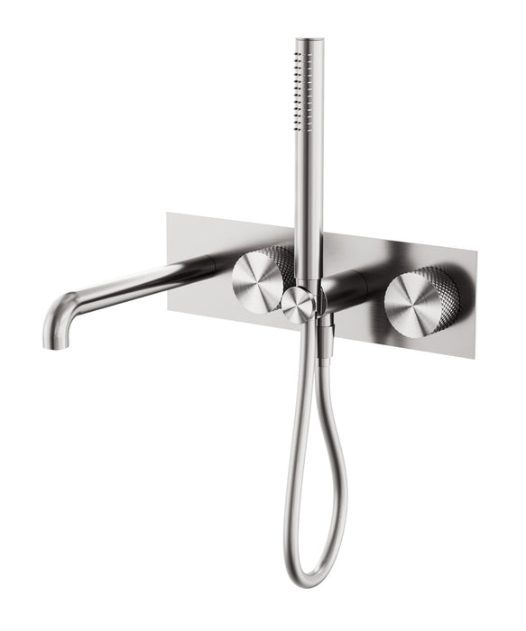 NERO OPAL PROGRESSIVE SHOWER SYSTEM WITH SPOUT 250MM BRUSHED NICKEL - Ideal Bathroom CentreNR252003a250BN