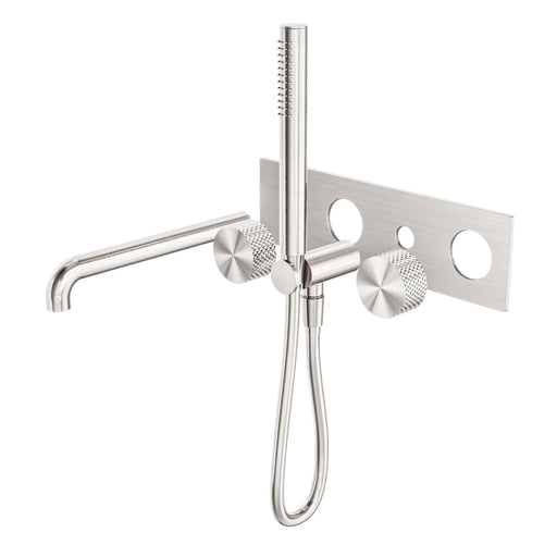 NERO OPAL PROGRESSIVE SHOWER SYSTEM WITH SPOUT 250MM TRIM KITS ONLY BRUSHED NICKEL - Ideal Bathroom CentreNR252003a250tBN