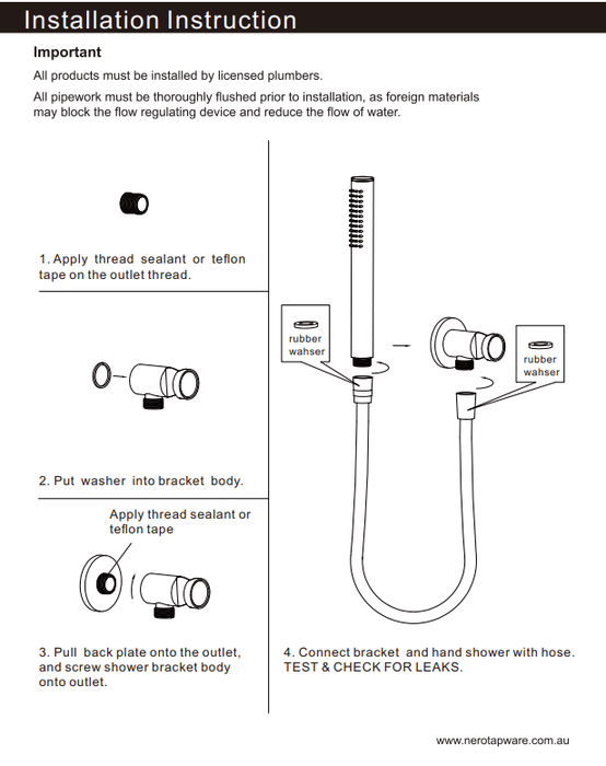 NERO RAIN 3 FUNCTION SHOWER ON BRACKET MATTE BLACK - Ideal Bathroom CentreNR305MB