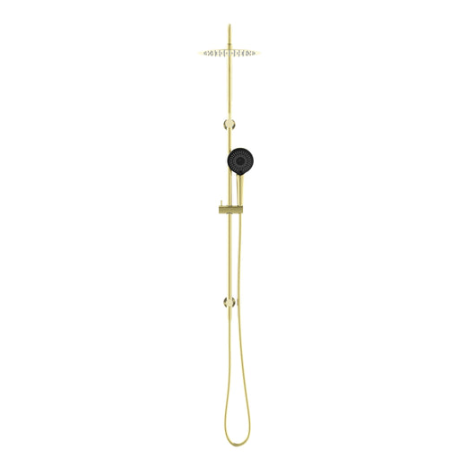 NERO ROUND PROJECT TWIN SHOWER 4 STAR RATING BRUSHED GOLD - Ideal Bathroom CentreNR232105fBG